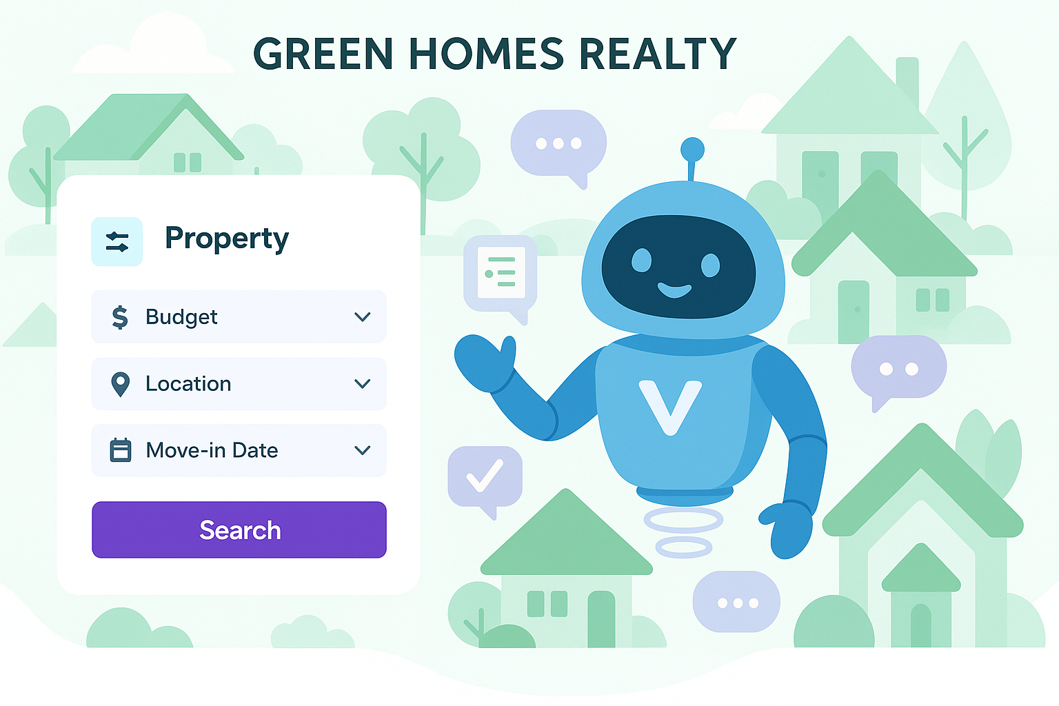Green Homes Realty Chatbot Illustration